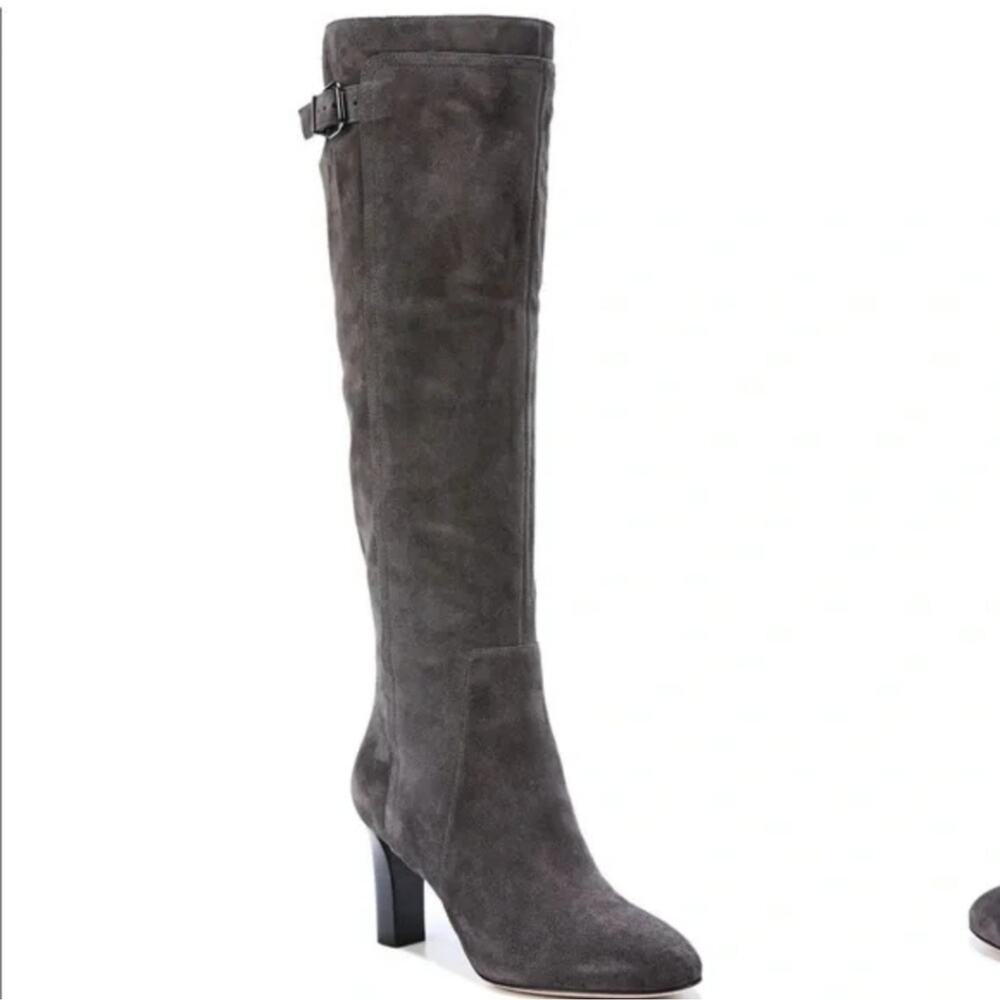 Via Spiga PArca GREY SUEDE‎ KNEE HIGH HEELED BOOTS SIZE 6.5